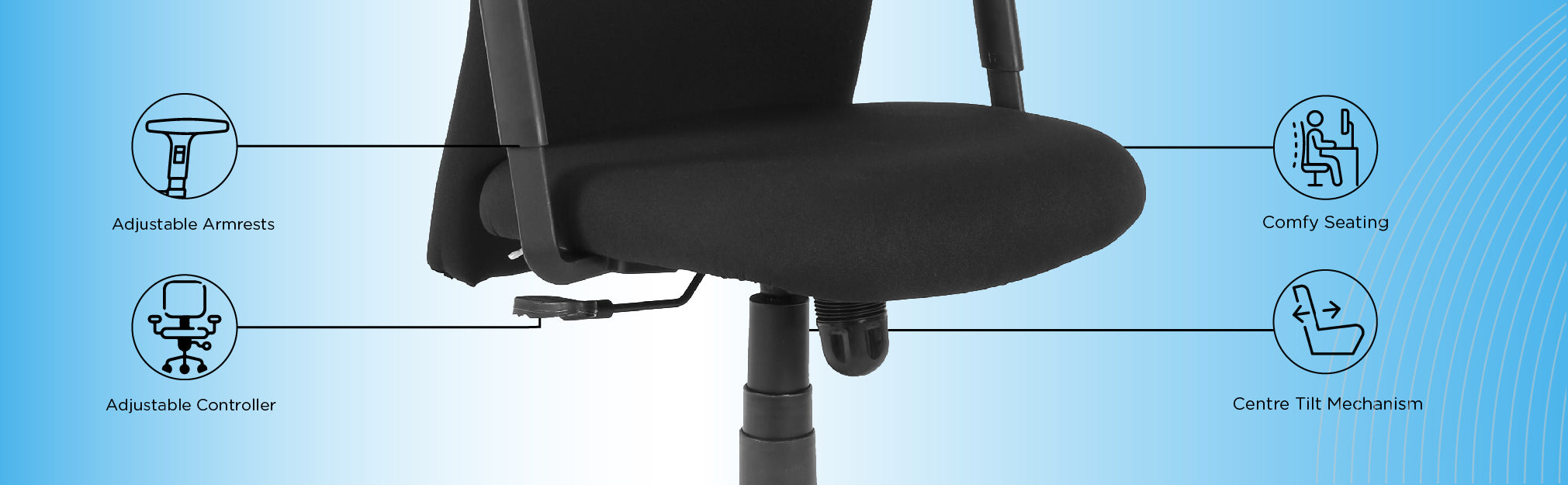 Buy Gary Adjustable Armrest Fabric Medium Back Office Chair Online