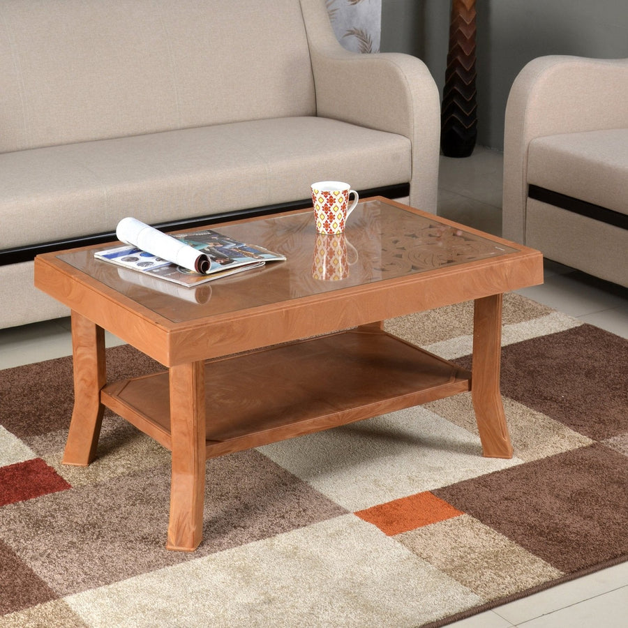 Nilkamal Center Table 2 Carv & Glass (Pear Wood) - Nilkamal Furniture