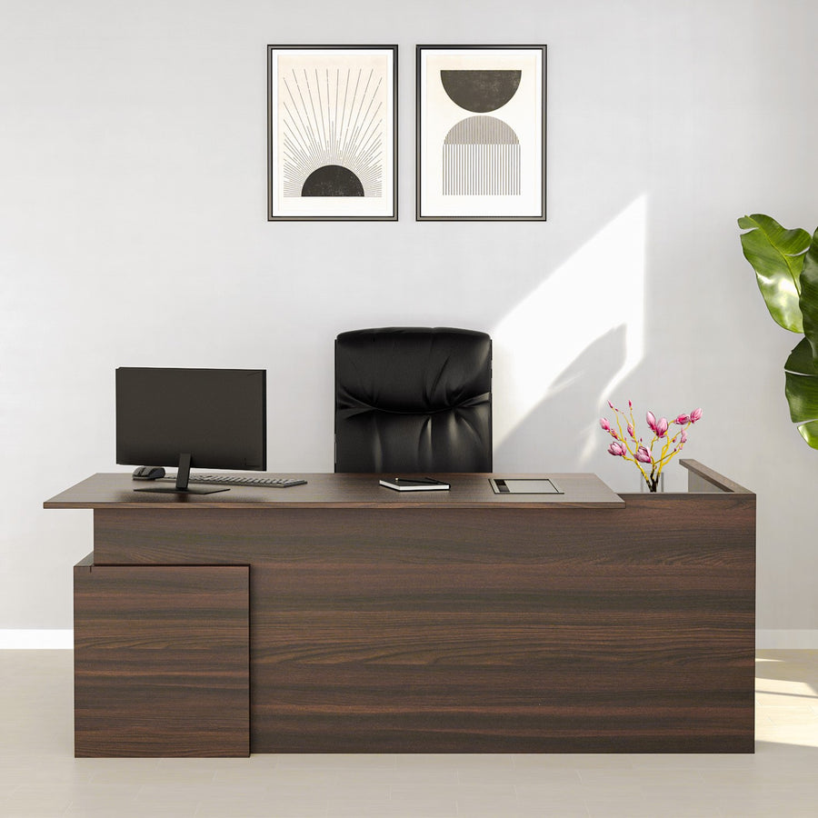 Nilkamal Elegant Executive Office Table (Walnut) - Nilkamal Furniture