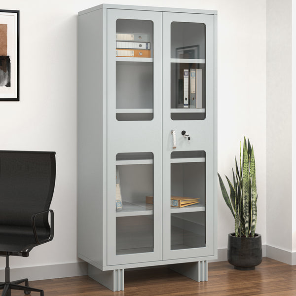 Nilkamal Magna KD Glass Door Office Almira (Grey) - Nilkamal Furniture