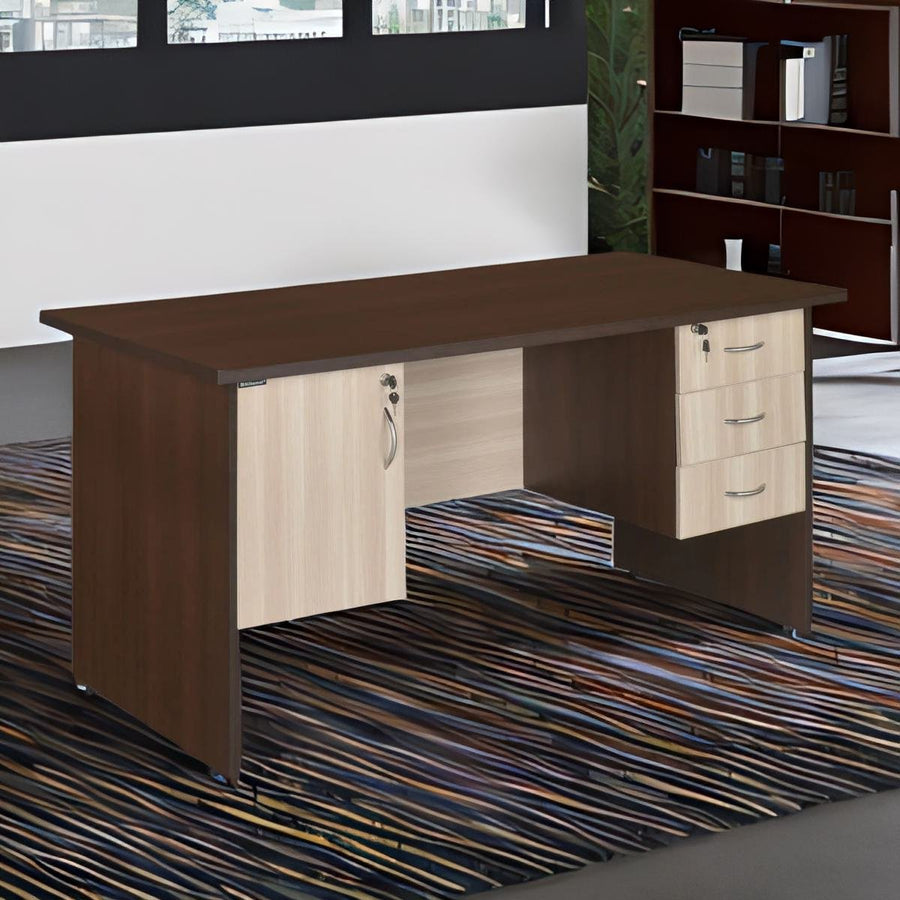 Nilkamal Vertex Office Table (Brown & Clound Ash) - Nilkamal Furniture