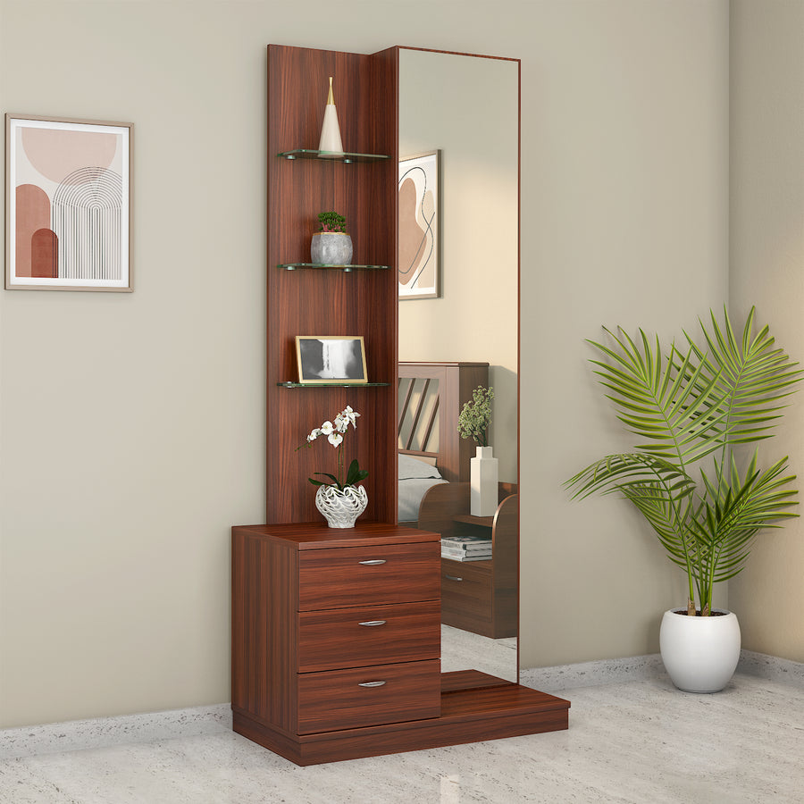 THE WOODEN STORE DRESSING TABLE Ply-Wood Dressing Table /Mirror with 4  Shelves & 3 Drawer for Living Room,Bed rooms. : Amazon.in: Home & Kitchen