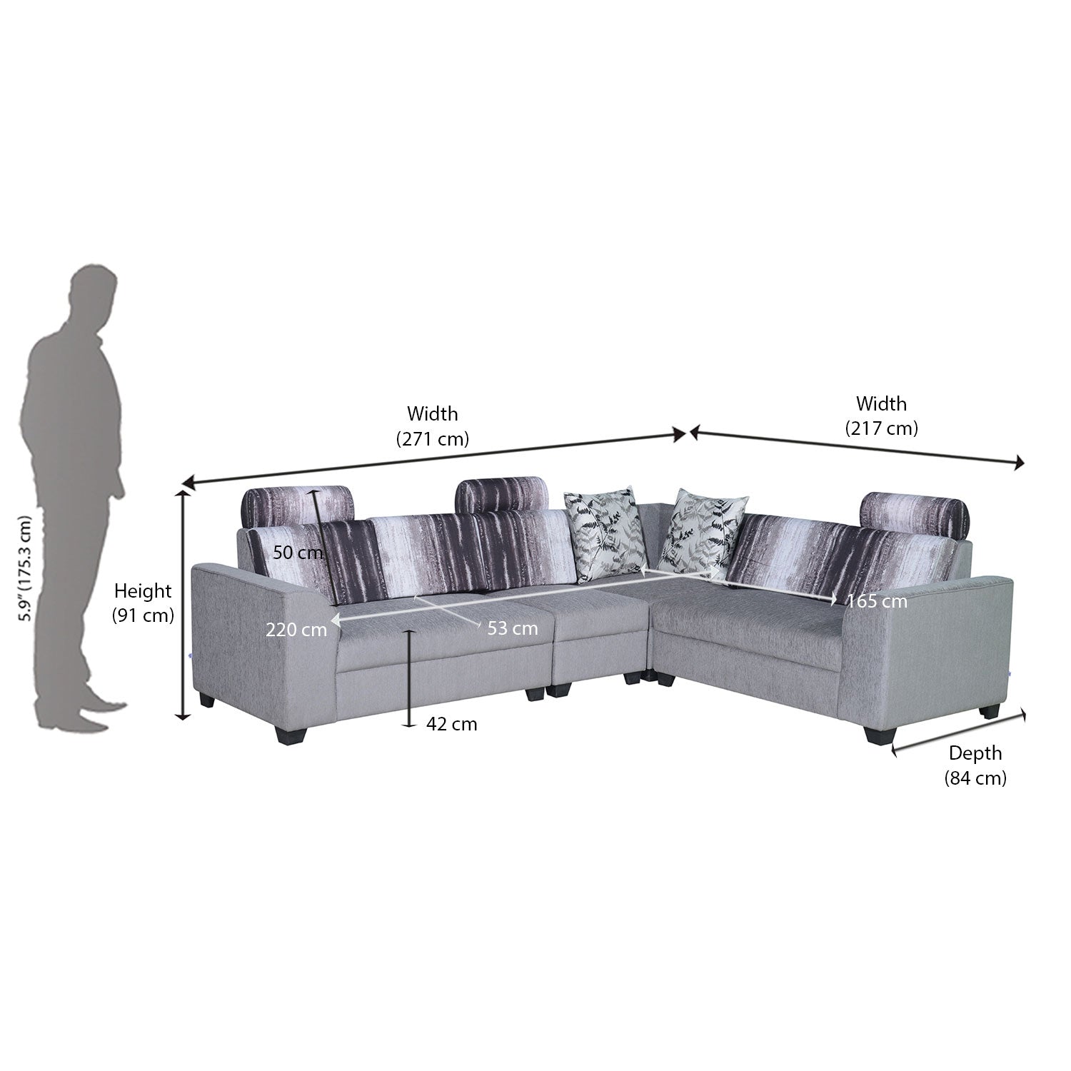 Buy Nilkamal Tripoli Corner Sofa (Grey) Online - Nilkamal Furniture