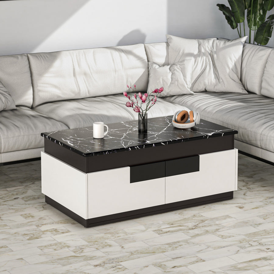 Nilkamal Vegas Marble Pattern Top Center Table (Black/White ...