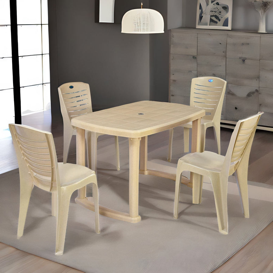 Nilkamal plastic dining table clearance chair set price