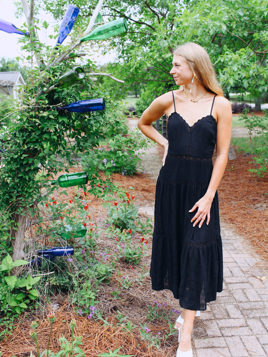 Raven Lace Knit Tiered Maxi Dress