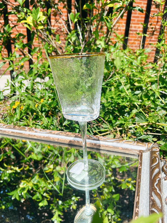 Aperitivo Triangular Wine Glass w/ Gold Rim