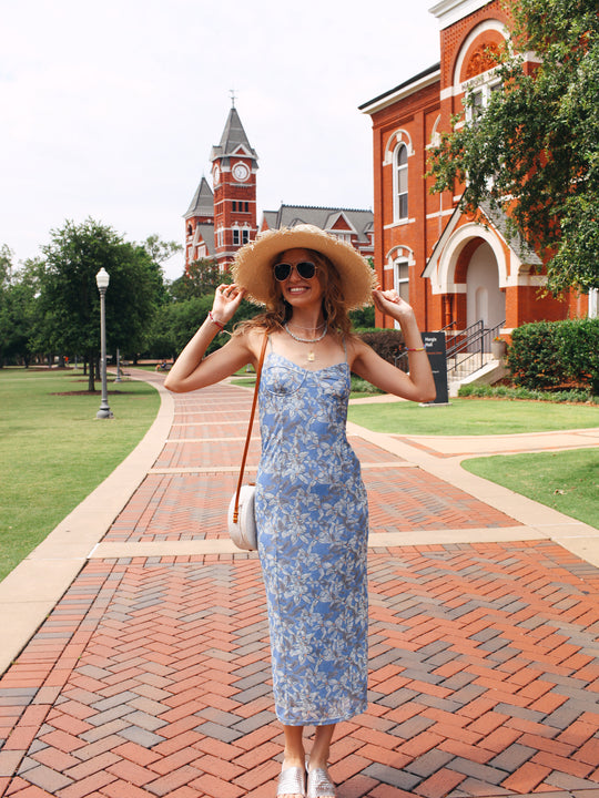 Flirty Floral Print Mesh Midi Dress