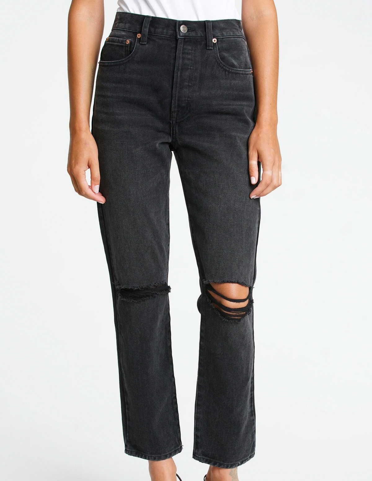 high rise slim straight jeans