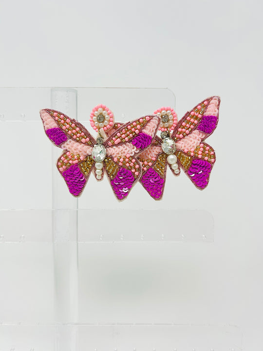 Hearts a Flutter Sequin Butterfly Earrings