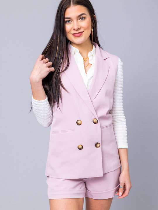 The Tia Double Breasted Sleeveless Blazer