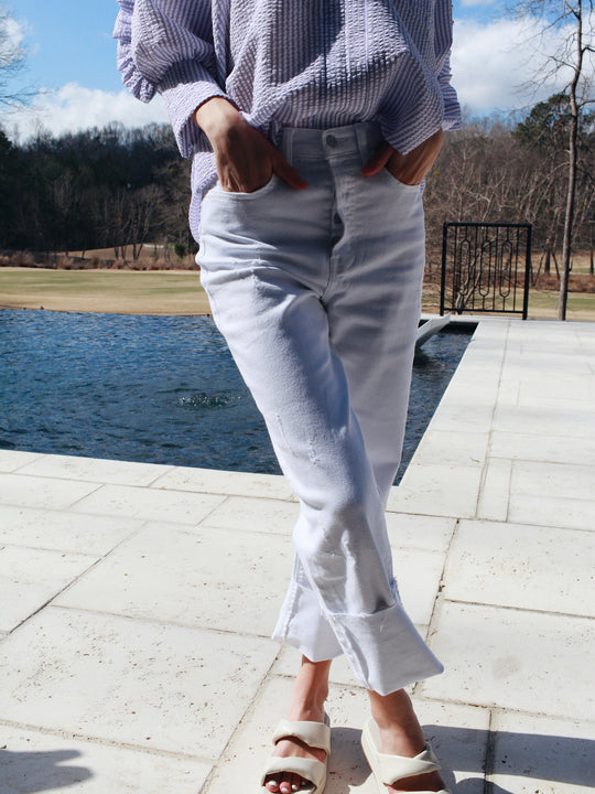 The Crisp High Rise Cuff Jeans