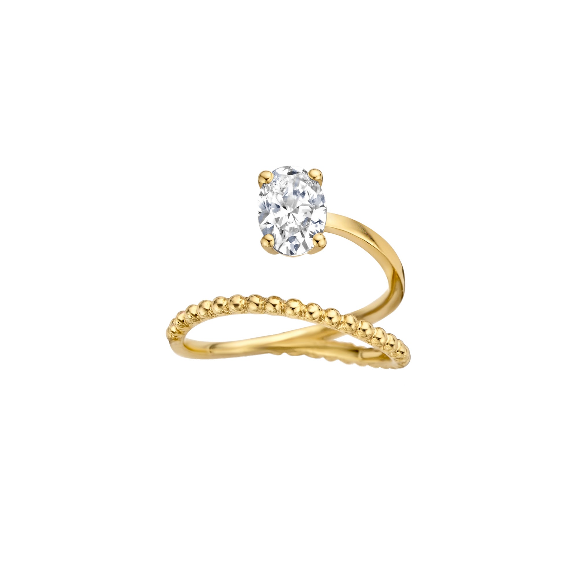 Bague Billie en or jaune avec diamant oval 1.5ct