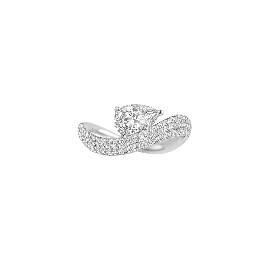 Jackie Pavé Ring 1.2ct Pear White Gold