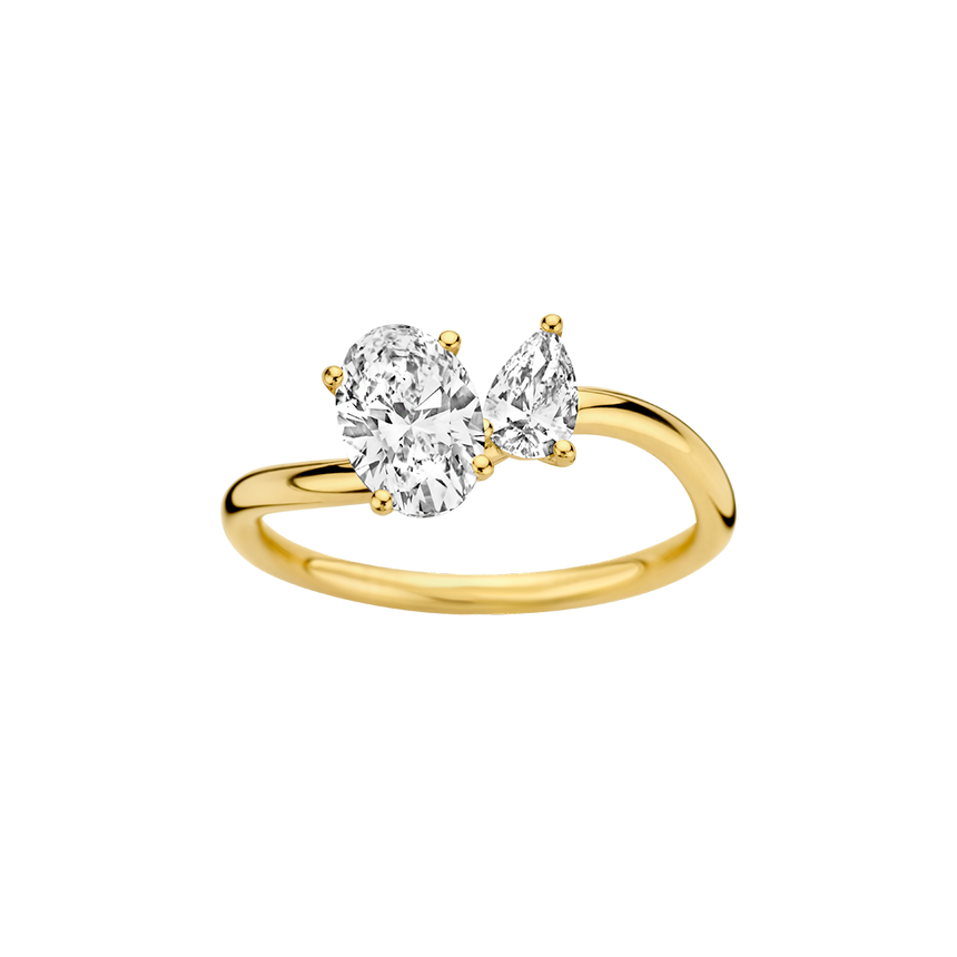 Rosa Ring 0.92ct Oval & 0.20ct Pear Yellow Gold