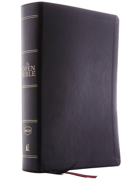 NKJV, Open Bible, Leathersoft, Black, Red Letter Edition, Comfort Print: Complete Reference System