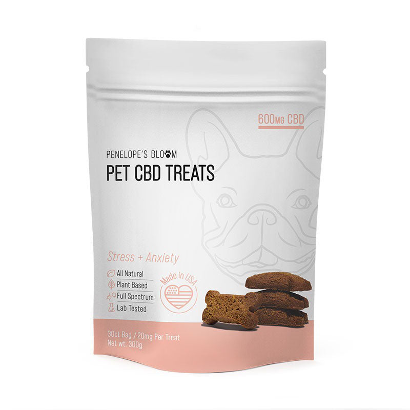 a white and pink bag of Penelope’s Bloom Large Dog CBD Treats