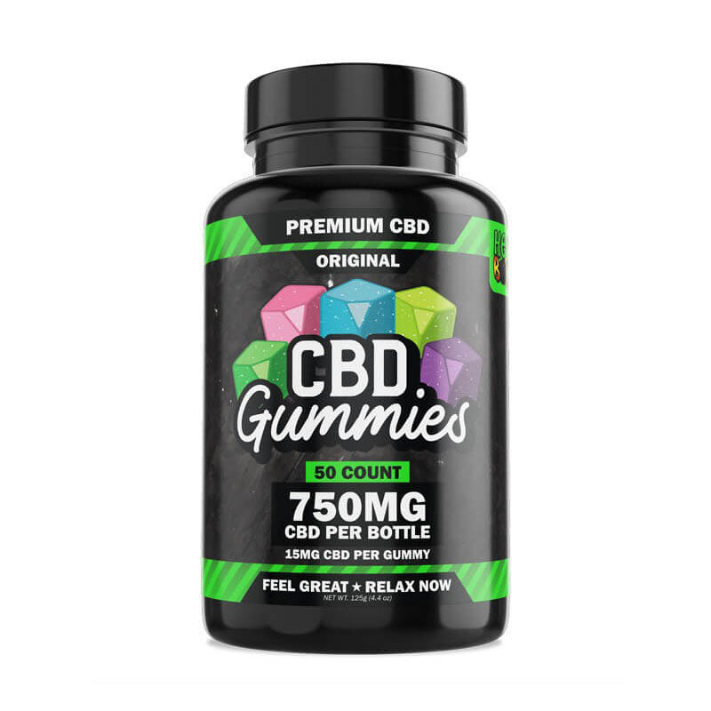 A bottle of Hemp Bombs CBD Gummies.