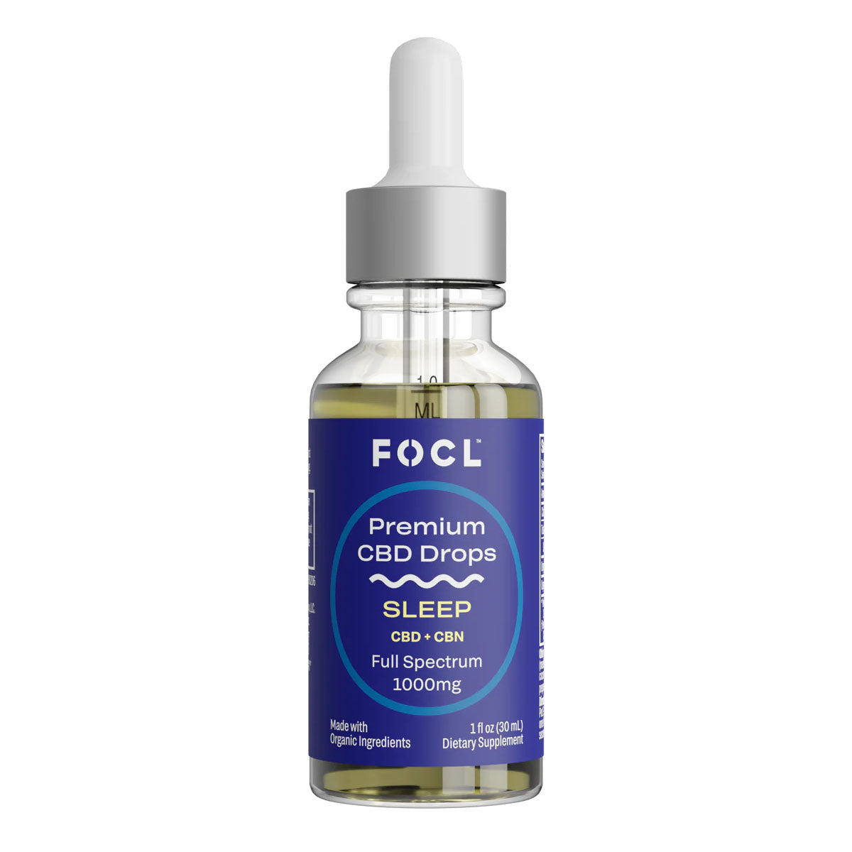 a bottle of FOCL Premium CBD + CBN Sleep Drops