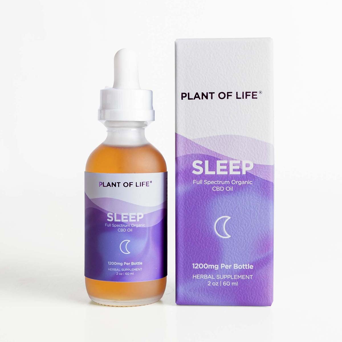 a bottle of Plant Of Life Sleep Full-Spectrum Organic CBD Oil beside its box packaging