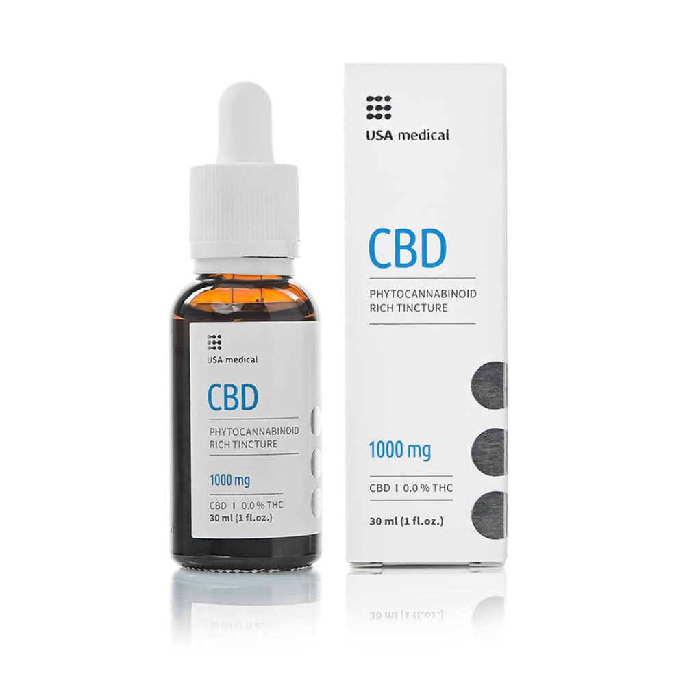 a bottle with box packaging of USA Medical CBD Oil