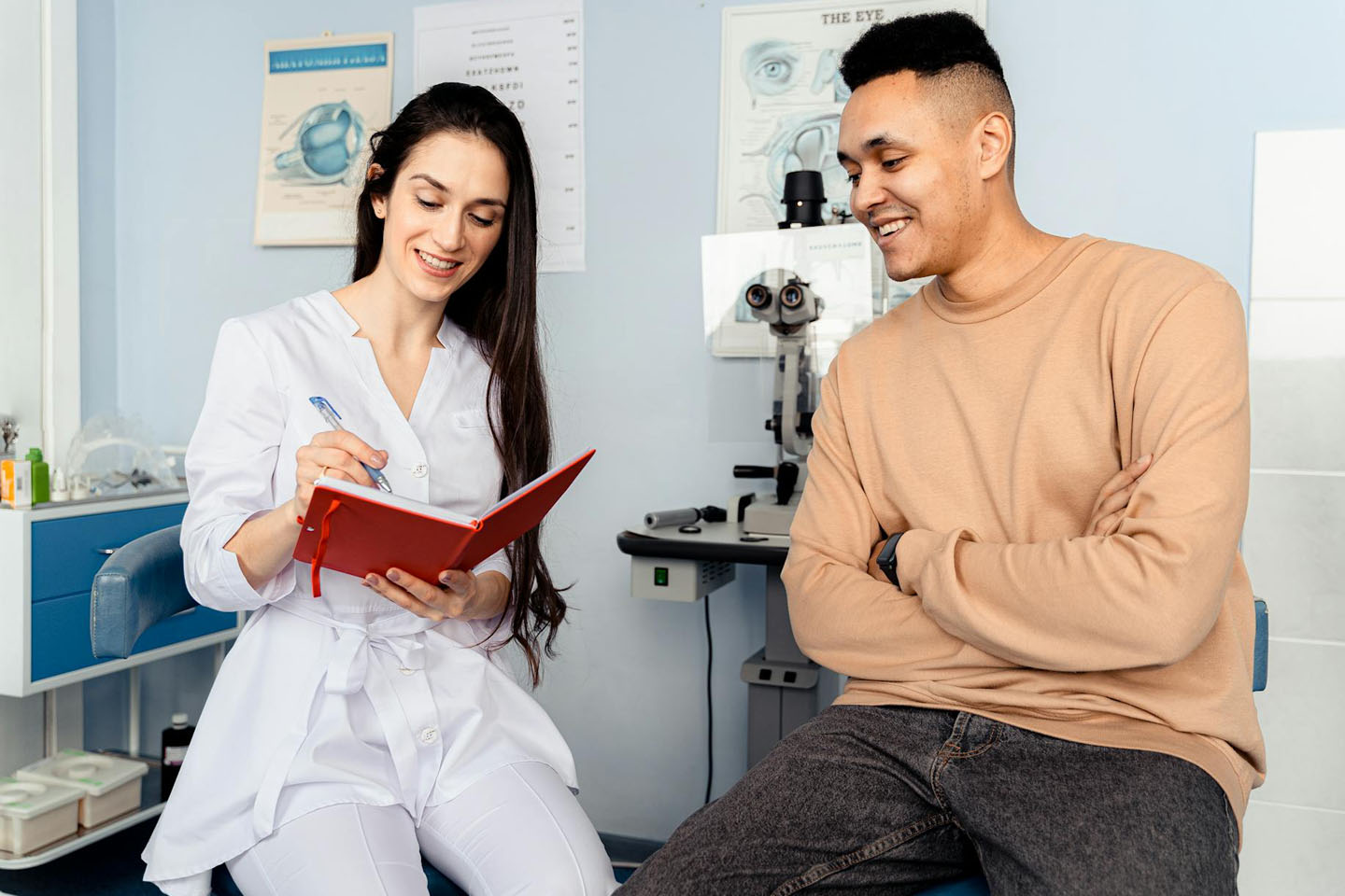 Doctor and patient talking in a doctor's office