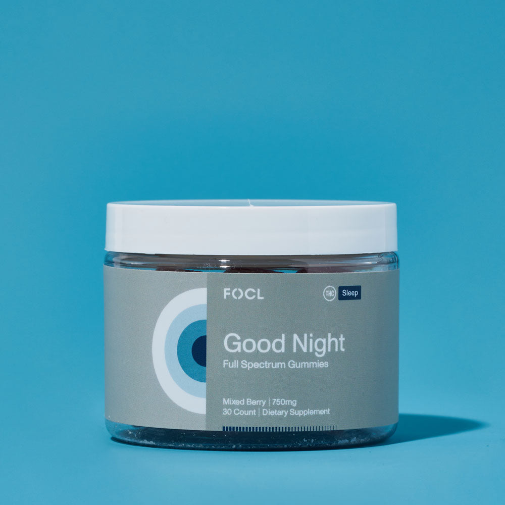 jar of FOCL Good Night Full Spectrum Sleep Gummies