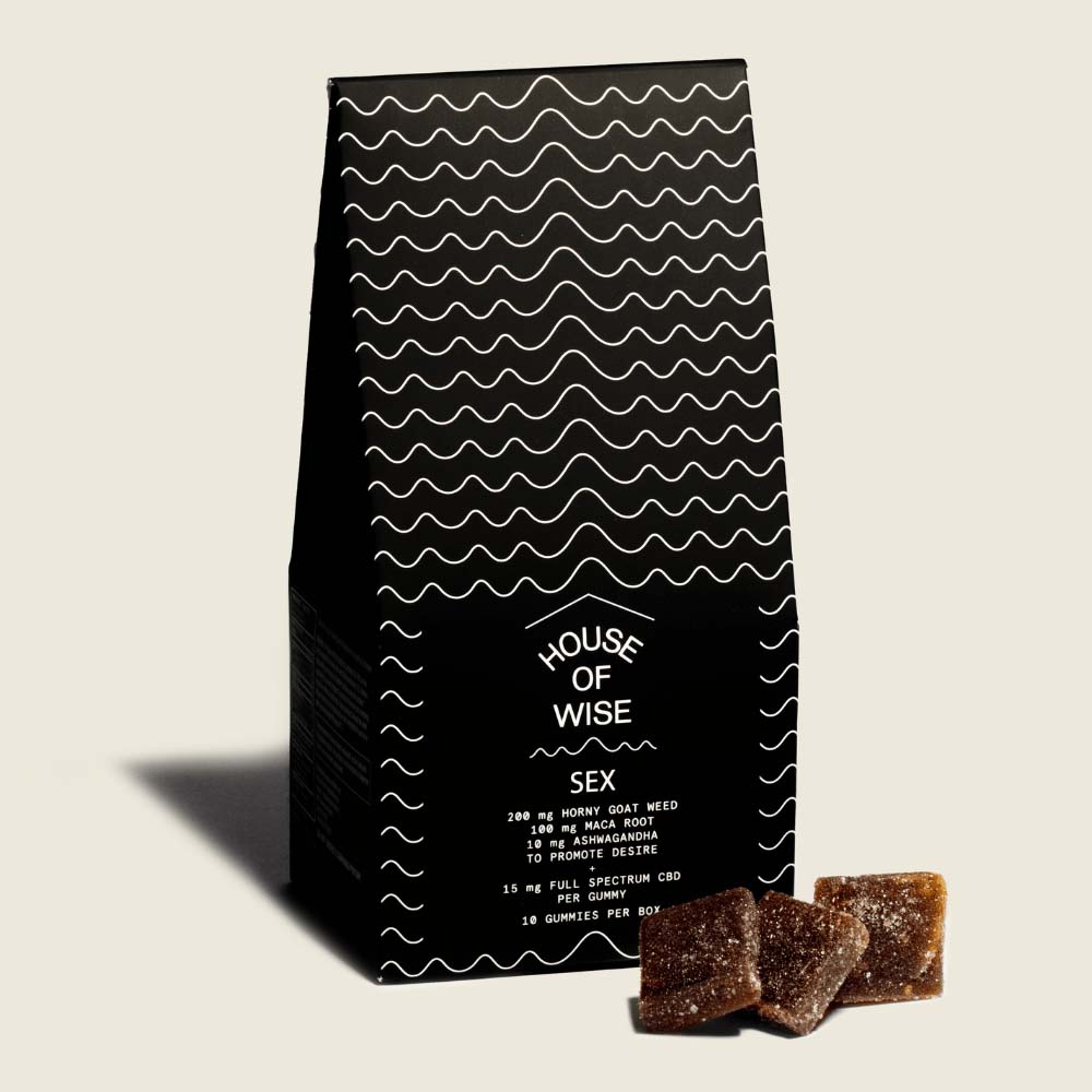 House of Wise gummies in a black pouch