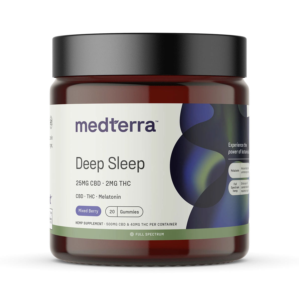 a jar of Medterra Deep Sleep Gummies in Mixed Berry variant