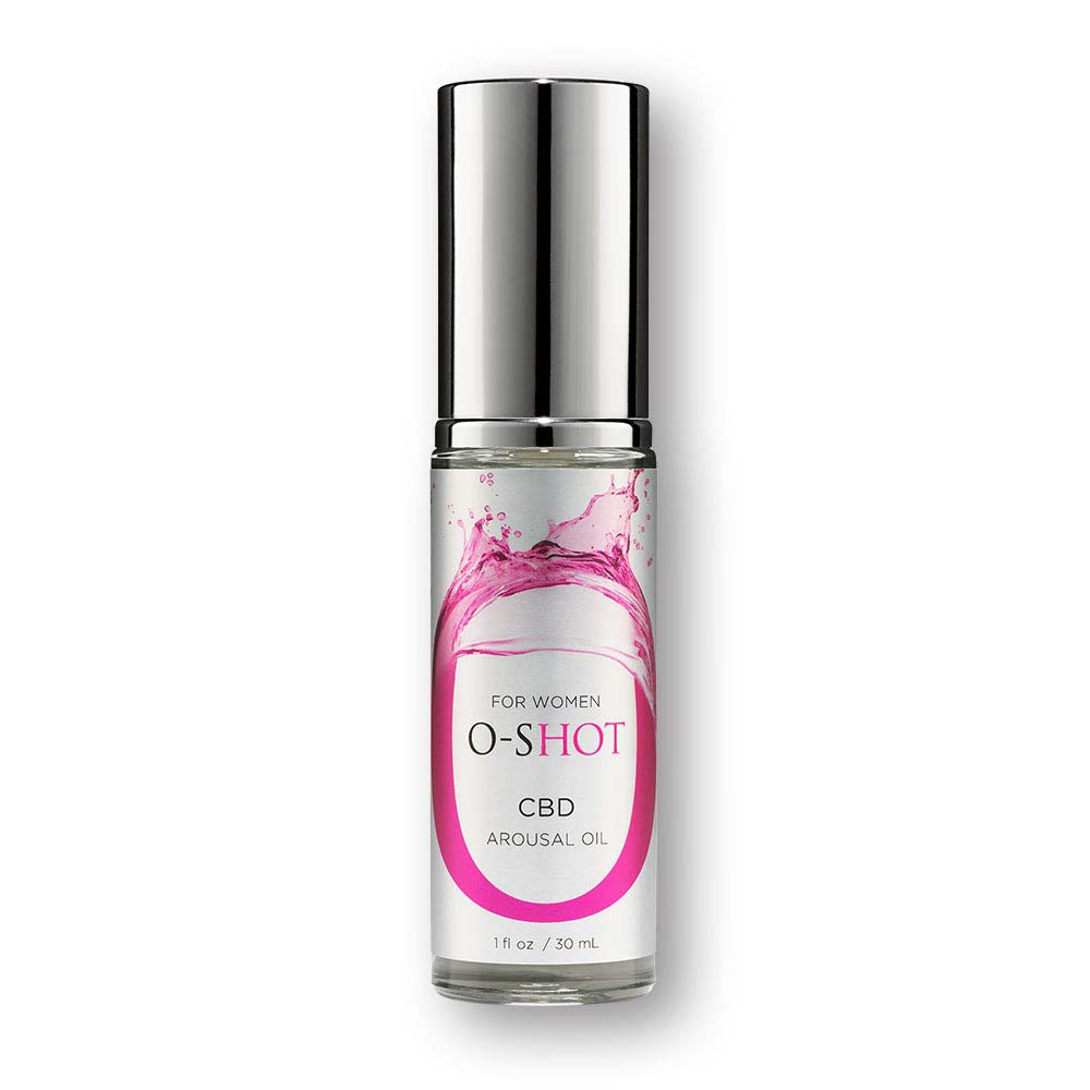 A glass bottle of O-Shot CBD Arousal Oil.