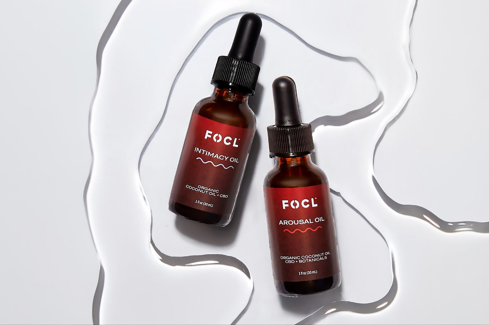 FOCL Intimacy Oil and Arousal Oil bottles
