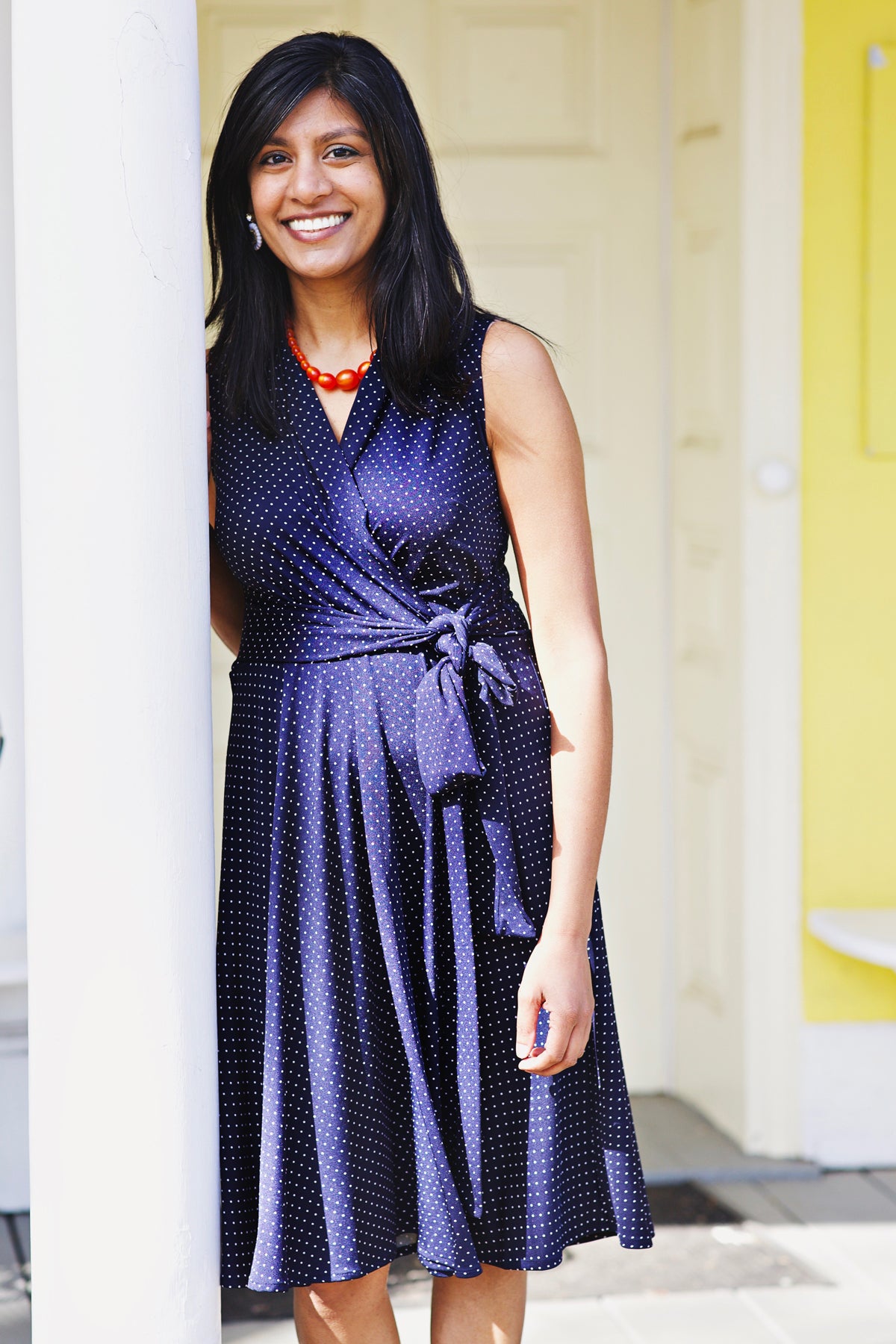 Ruby Dress - Navy Pin Dots