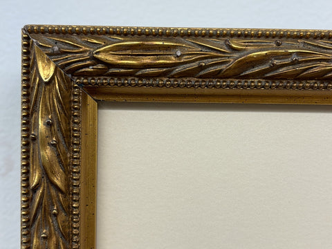 gold frame detail with relief feather details