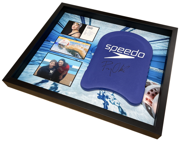 Framed flutter board with printed swimming pool background