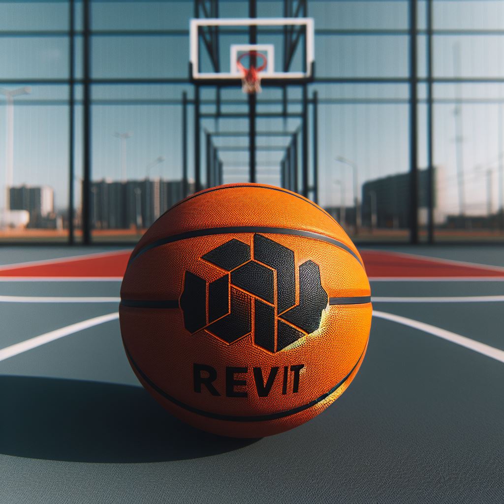 A custom basketball in the color Gamboge with the logo in a basketball court.
