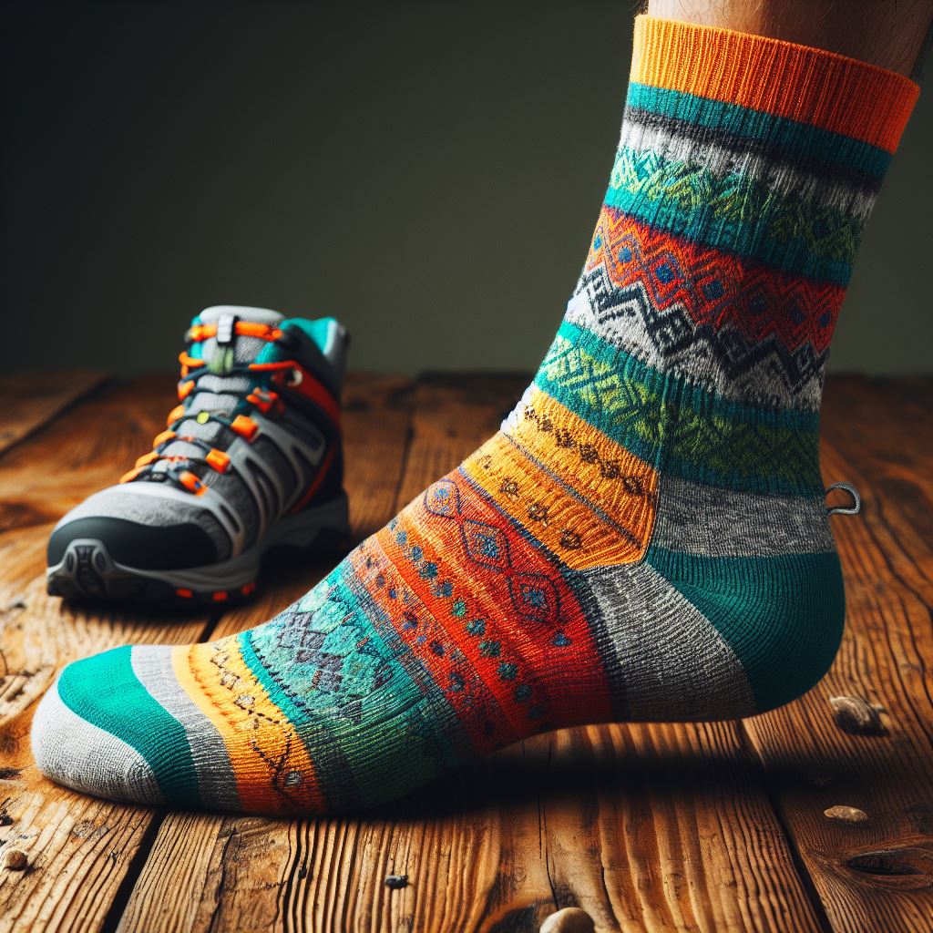 A colorful woolen custom sock for hiking.