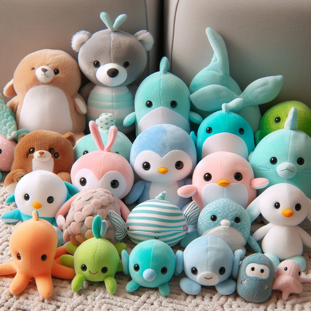 EverLighten's diverse stuffed animal lineup – a symphony of colors, textures, and imaginative design.