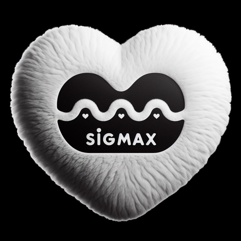 A custom stuffed pillow shaped like a heart. It has the company's logo on it.