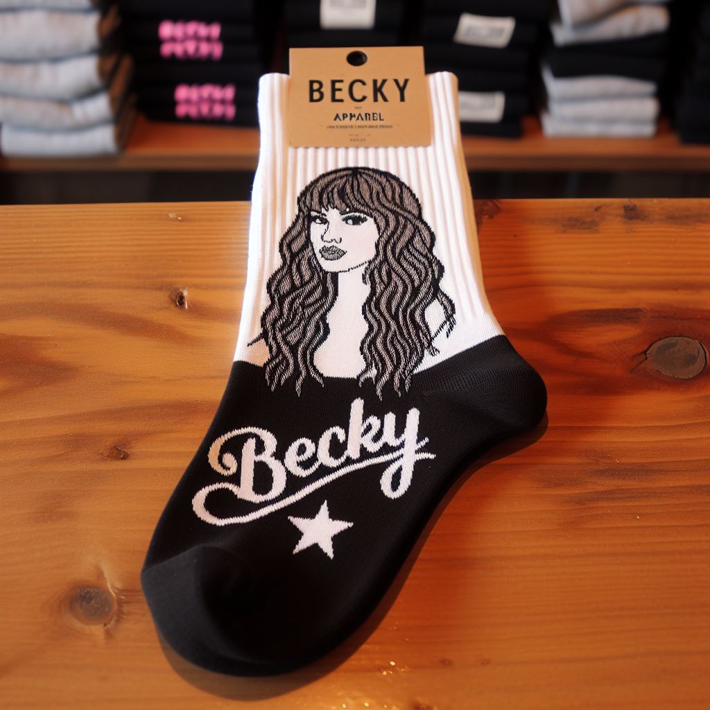 A custom sock with a pictured logo on it.