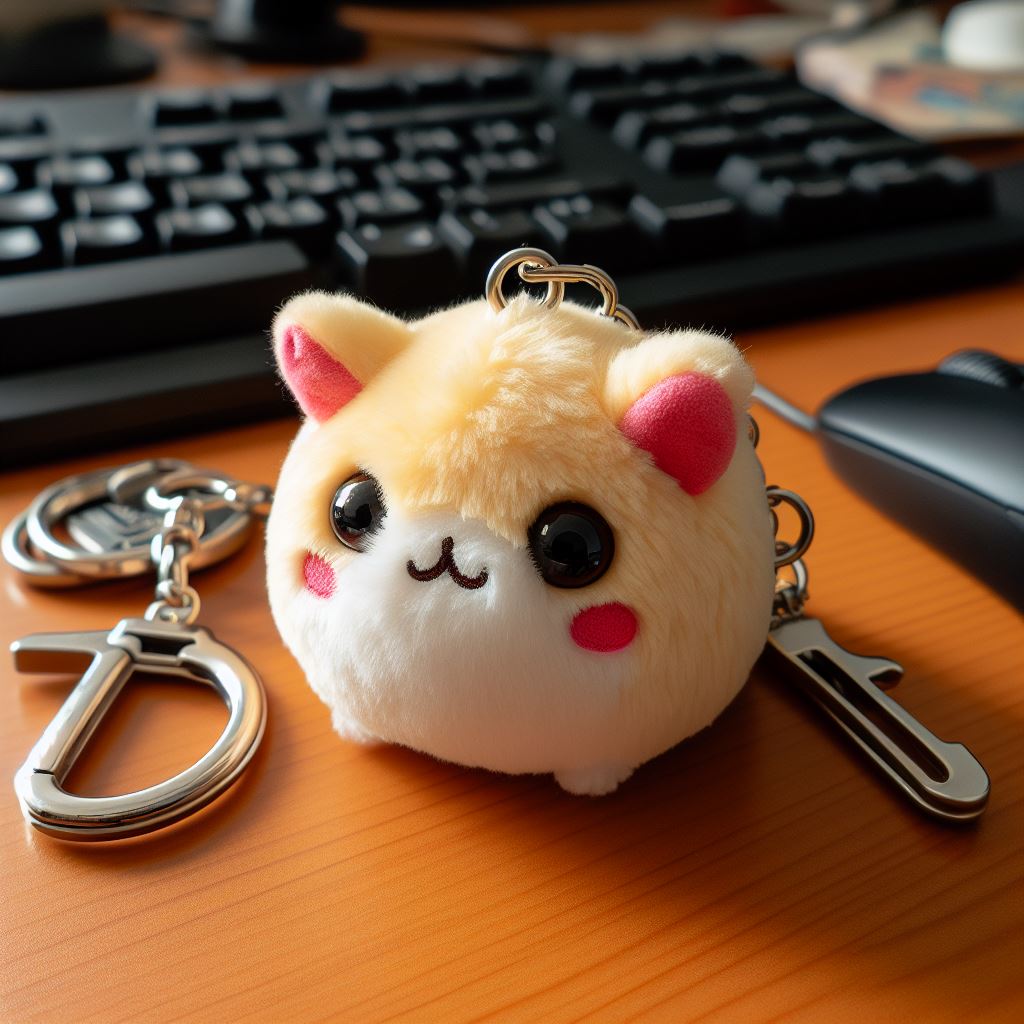 A small promotional plushie with keychain.