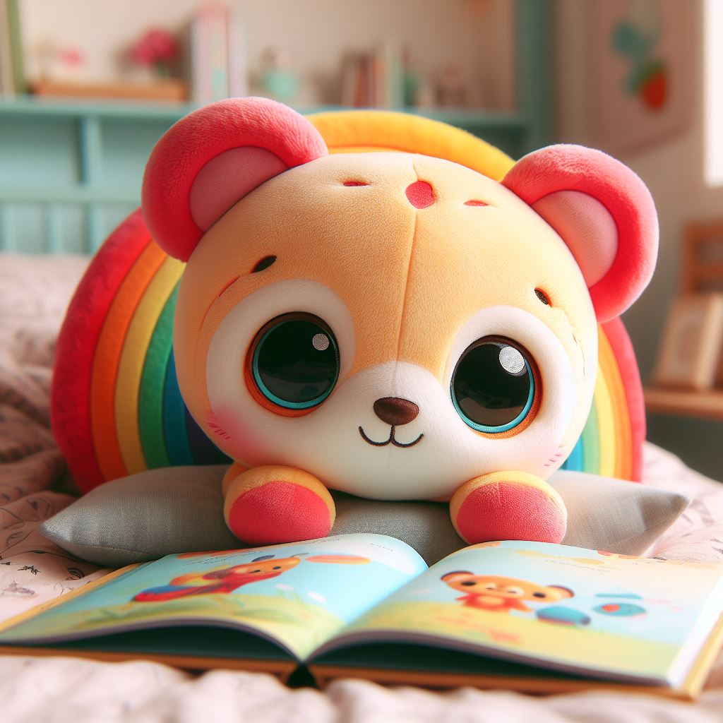 A cute and colorful custom plush toy from a book.