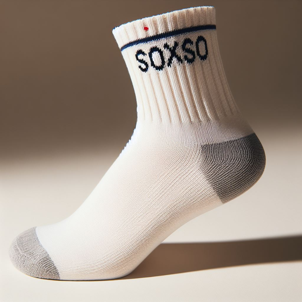 A custom-made sock by EverLighten with an embroidered logo.