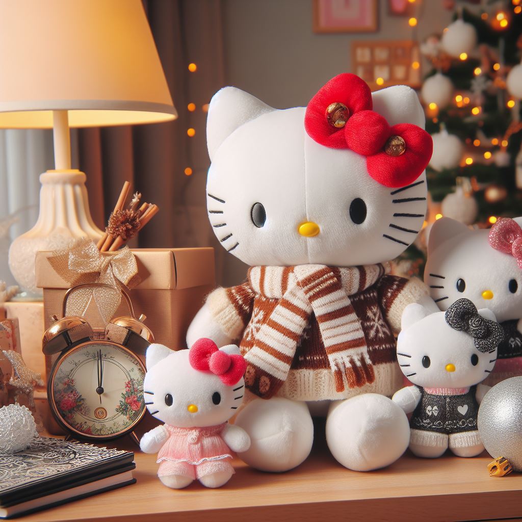 Mascot plush toys with New Year's decoration.