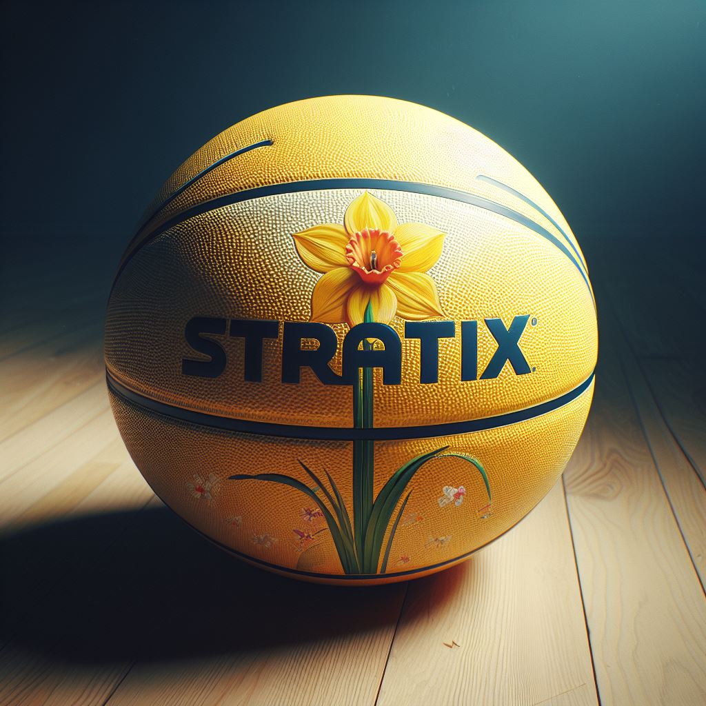 A daffodil yellow custom basketball on a table.