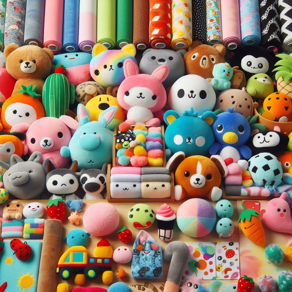 Colorful custom stuffed toys and animals made with polyester plush by EverLighten.