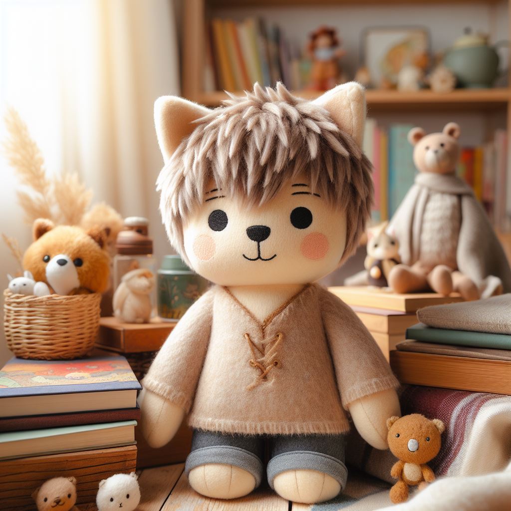 A cute and cuddy custom stuffed toy from a book.