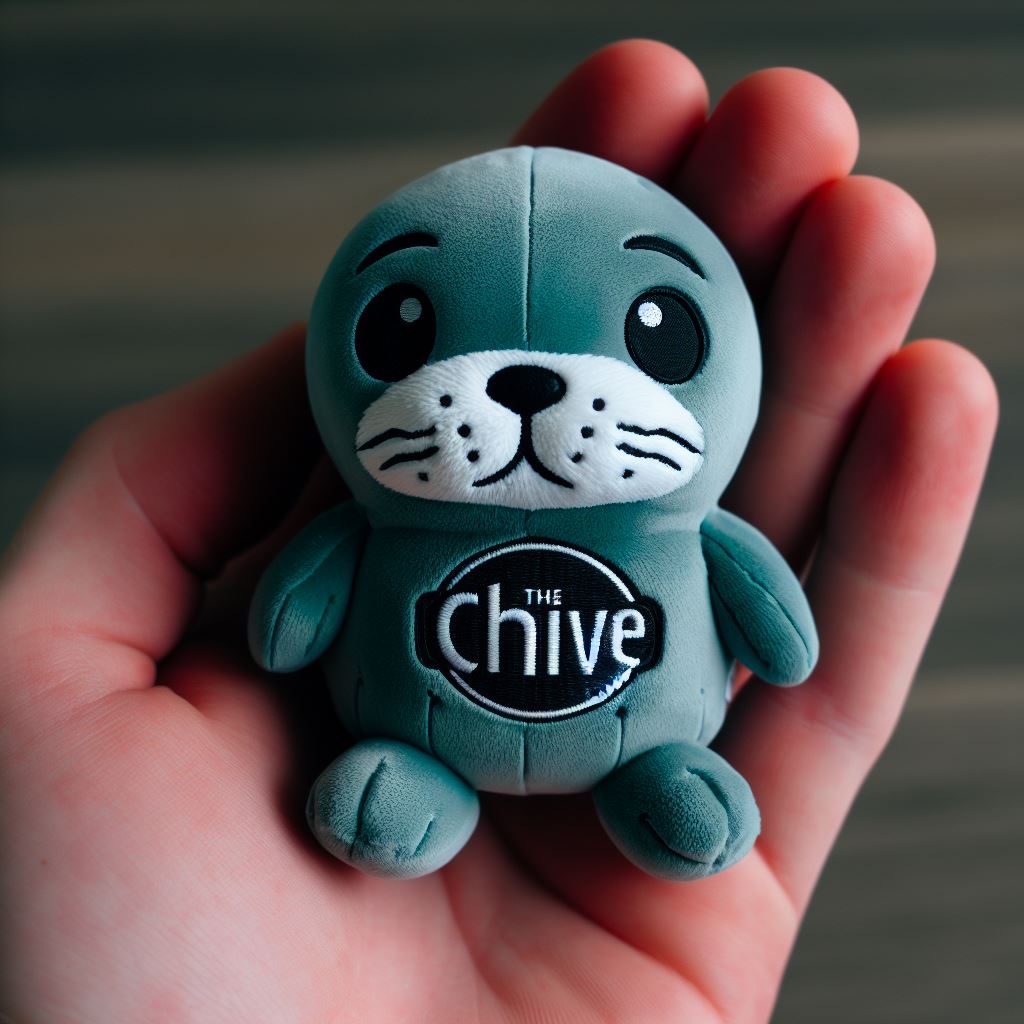 A tiny promotional plush toy with a logo.