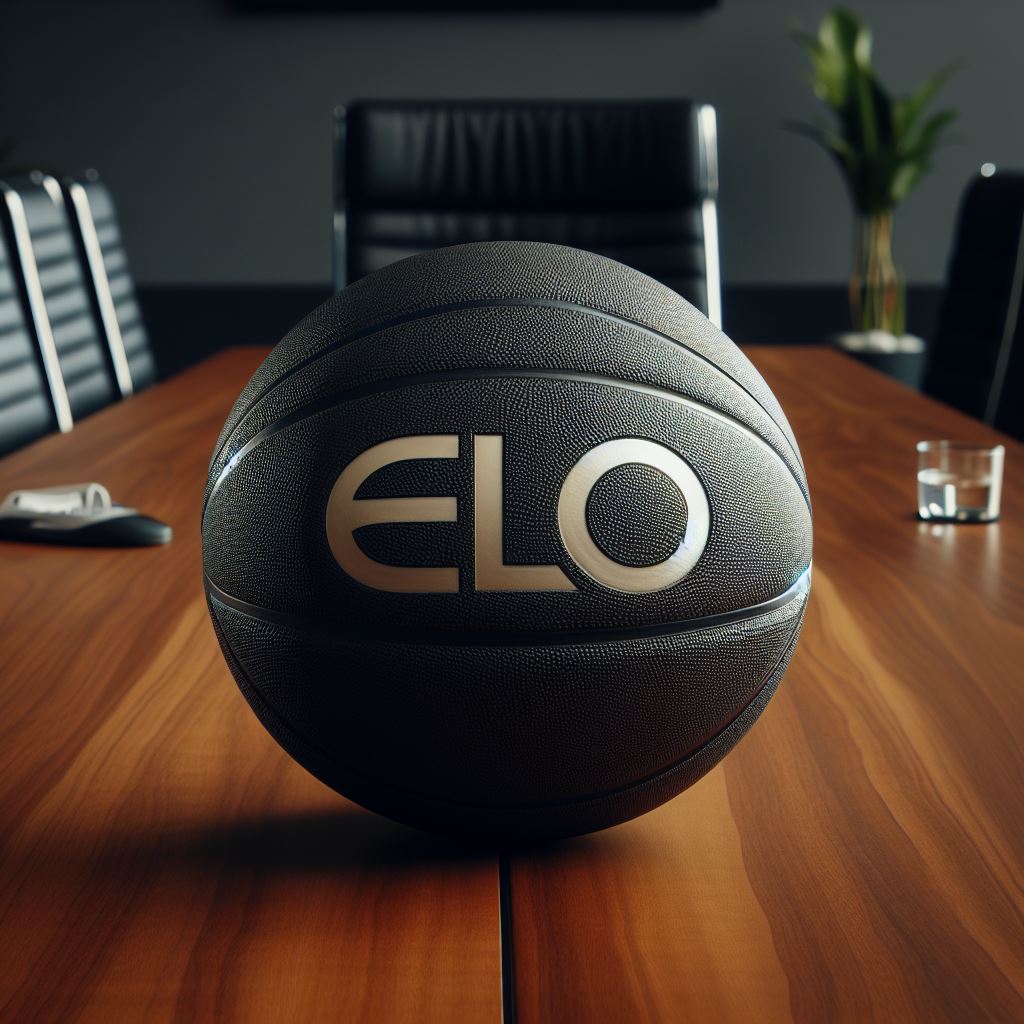 A black-colored custom basketball with a logo on a conference desk.