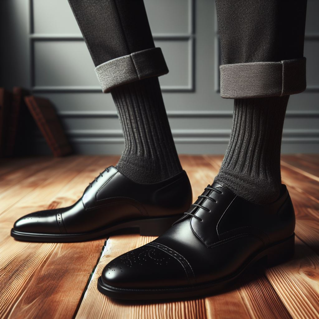 A person wearing classical gray colored custom socks made by EverLighten.