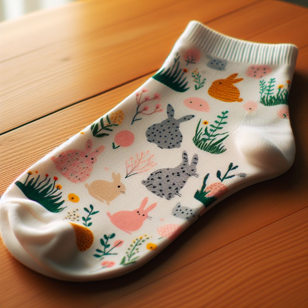 Spring-themed custom sock with animal print.